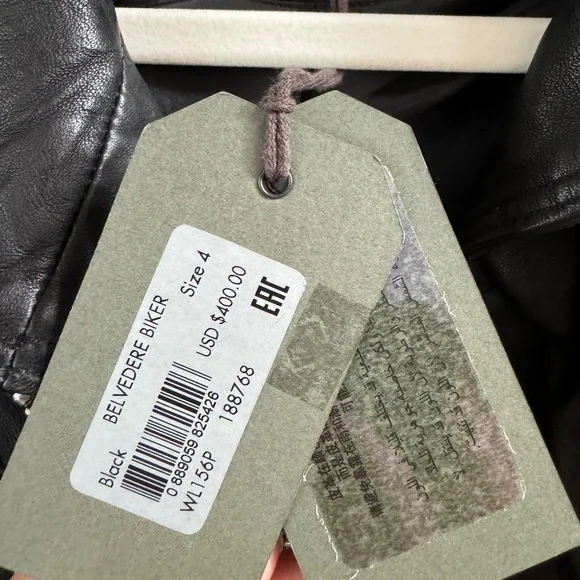 All Saints Belvedere Biker Leather Jacket in Black, Women’s size 4 - Picture 7 of 7